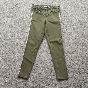Olive Green girls Jeans with Side Stripes